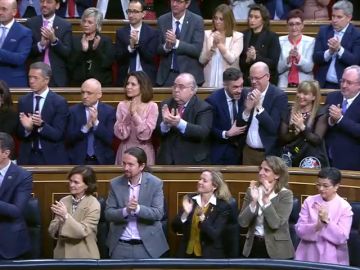 Los ministros de Podemos aplauden al rey, los diputados no
