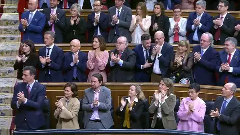Los ministros de Podemos aplauden al rey, los diputados no Los ministros de Podemos aplauden al rey, los diputados no