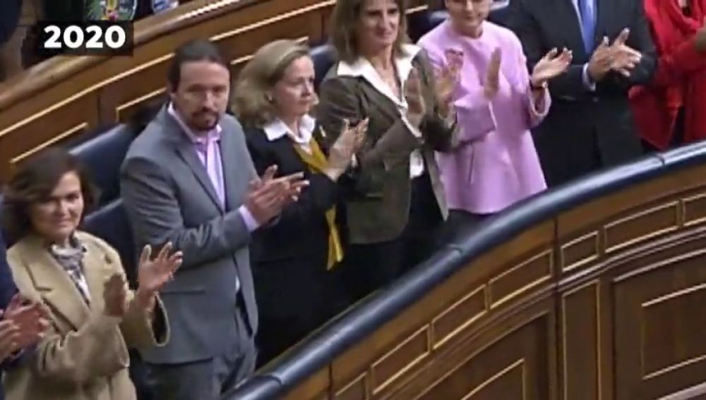Las diferencias entre esta apertura de la Legislatura y la anterior: Pablo Iglesias y los ministros de Unidas Podemos sí aplauden al Rey 