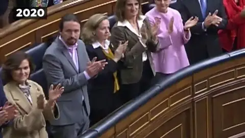 Las diferencias entre esta apertura de la Legislatura y la anterior: Pablo Iglesias y los ministros de Unidas Podemos sí aplauden al Rey Las diferencias entre esta apertura de la Legislatura y la anterior: Pablo Iglesias y los ministros de Unidas Podemos sí aplauden al Rey