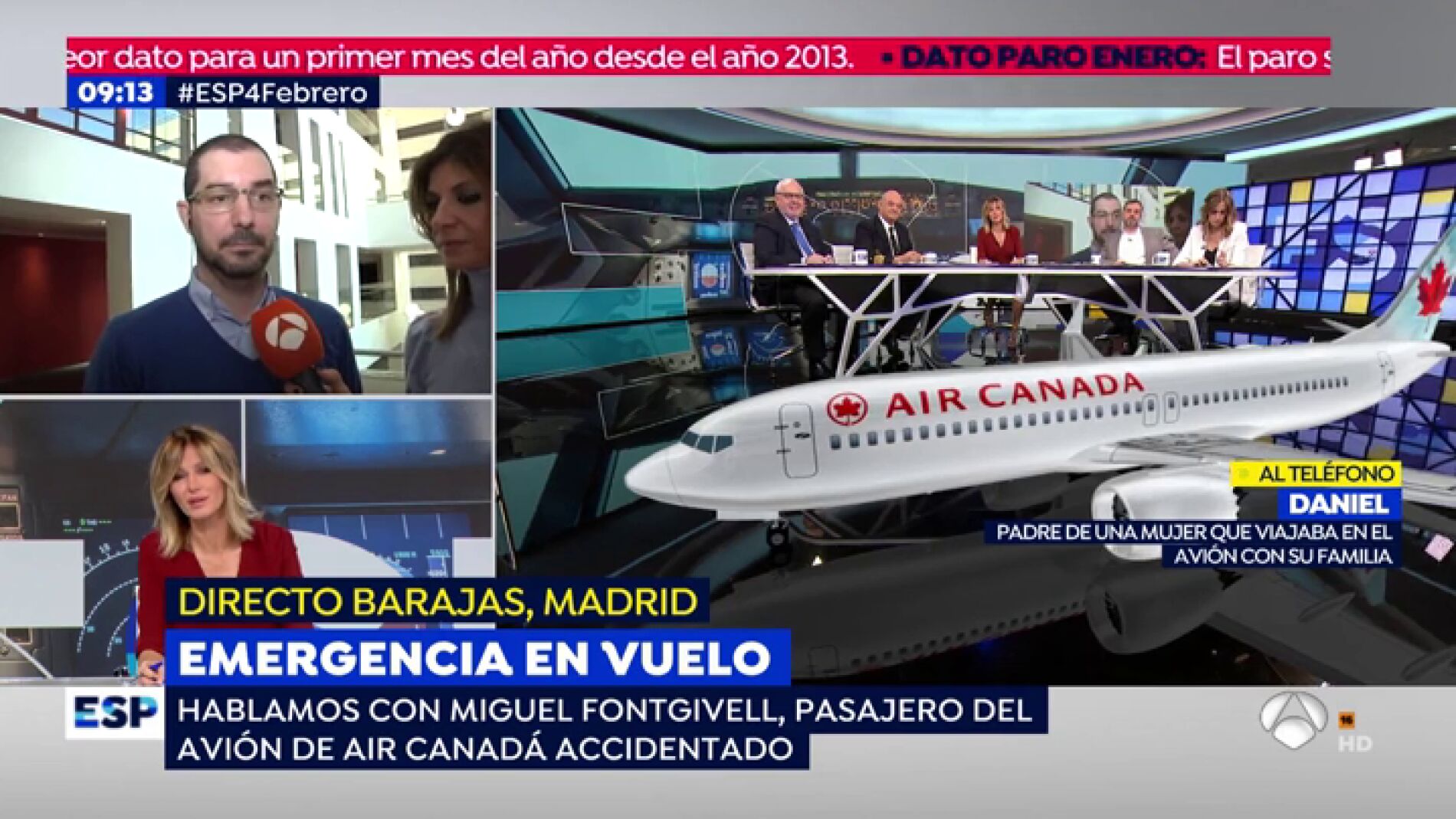 El padre de una pasajera del Air Canada averiado: "Pensaba que el avi&oacute;n se iba a estrellar y despu&eacute;s incendiarse"