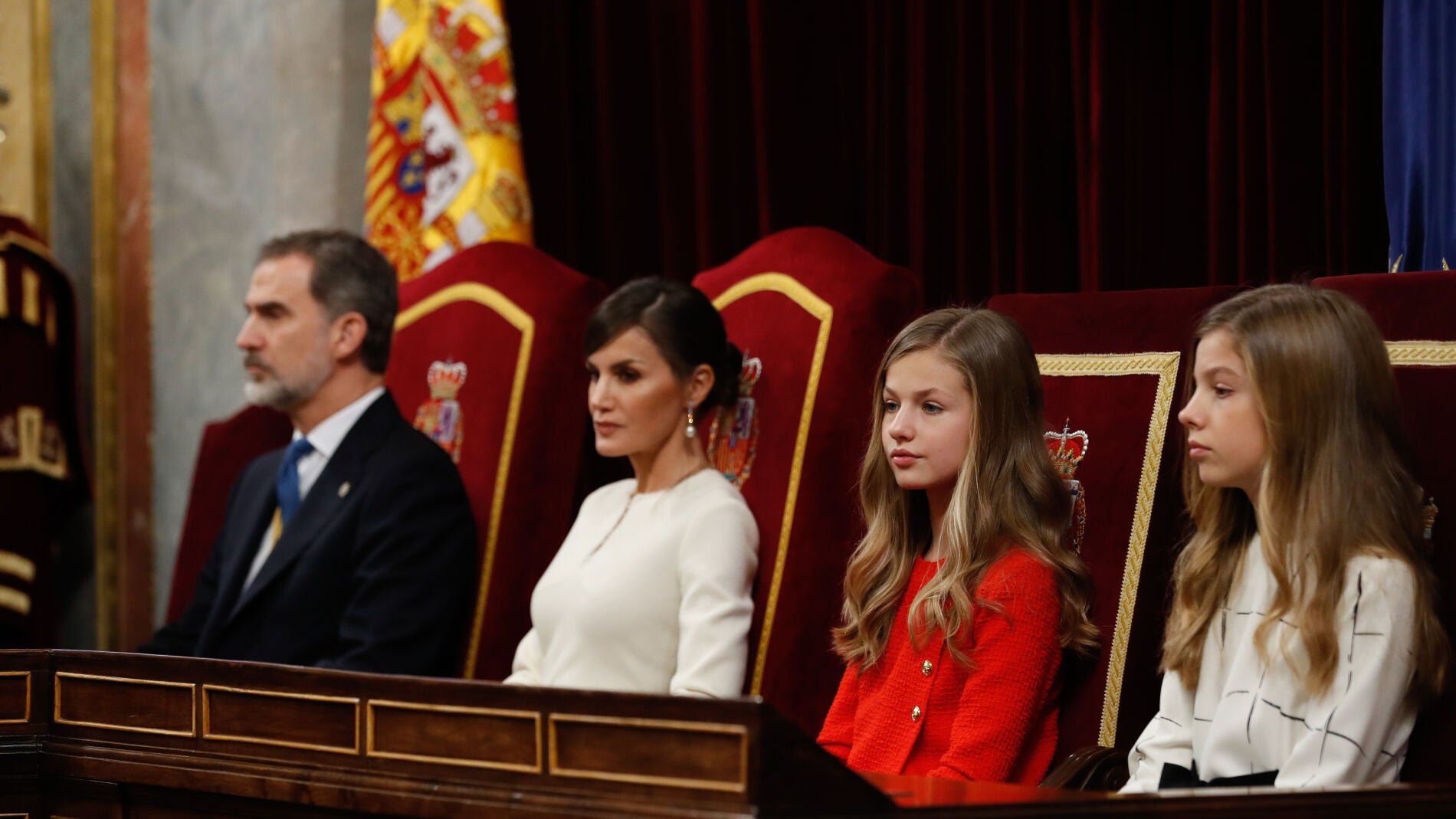 La Familia Real durante la apertura de las Cortes 