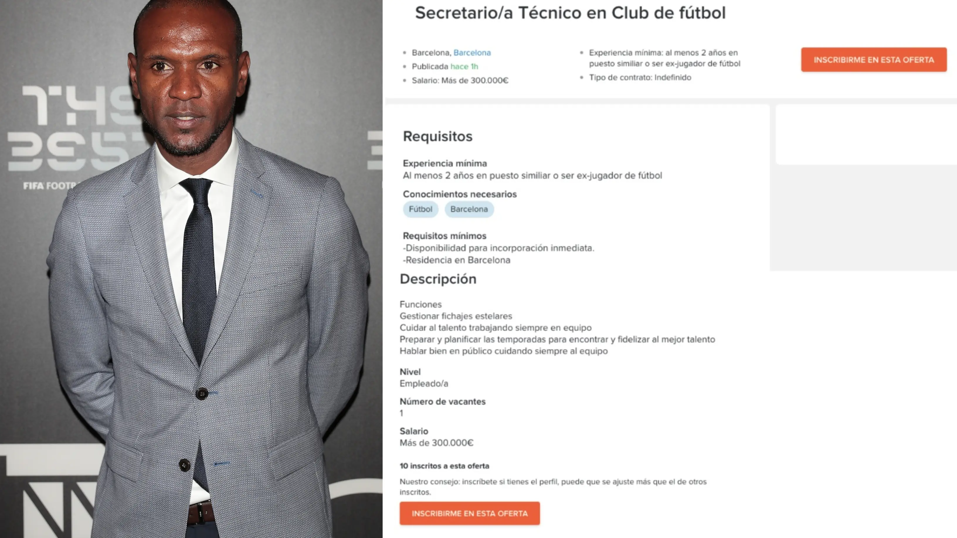 Eric Abidal y la curiosa oferta de InfoJobs