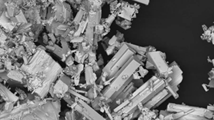 Fragmento de colt&aacute;n (niobio y t&aacute;ntalo) visto en un microscopio
