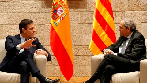 Pedro Sánchez y Quim Torra a su llegada a la Generalitat Pedro Sánchez y Quim Torra a su llegada a la Generalitat