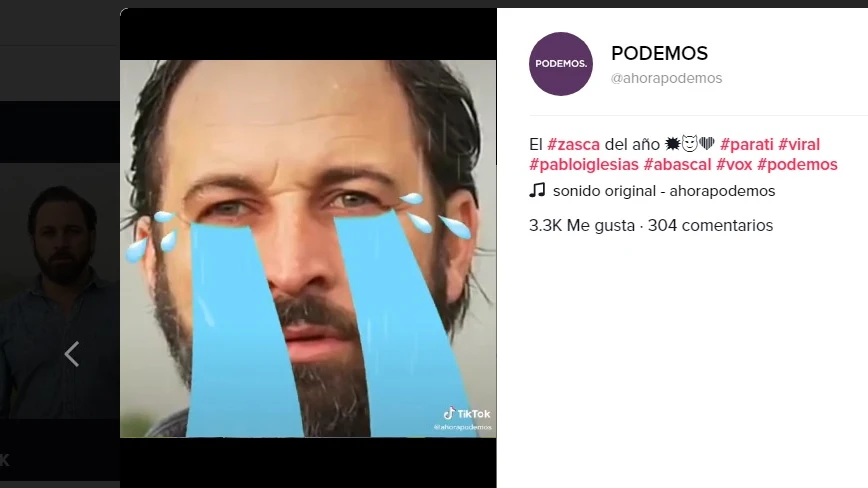 Un vídeo de la cuenta de TikTok de Podemos Un vídeo de la cuenta de TikTok de Podemos