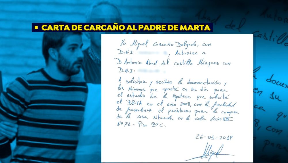 La carta de Miguel Carcaño al padre de Marta del Castillo