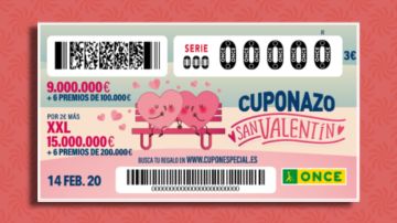 Cuponazo San Valent&iacute;n 2020: Premios del sorteo del Cuponazo de San Valent&iacute;n de la ONCE 2020