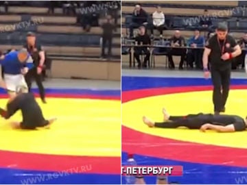 El momento de la grave lesión de Aliev Payzutdin