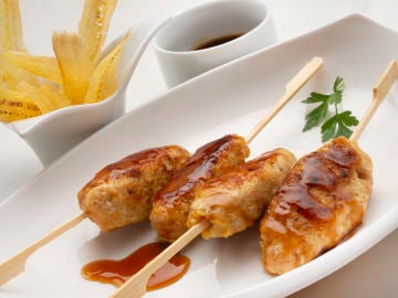 Brochetas de pollo teriyaki