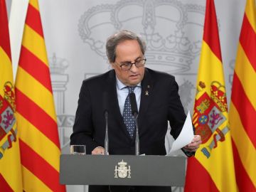 El president de Cataluña Quim Torra durante la rueda de prensa