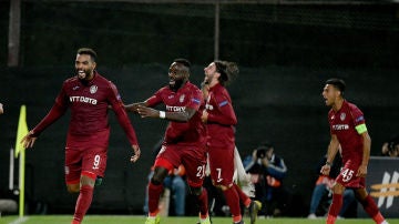El CFR Cluj celebrando un gol