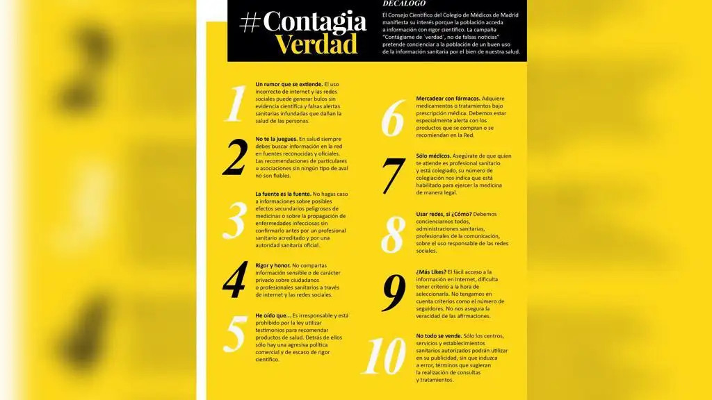 Decálogo del colegio de médicos de Madrid Decálogo del colegio de médicos de Madrid