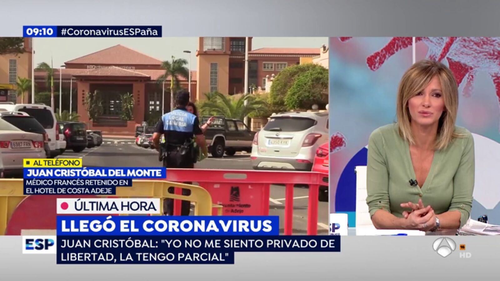 Un médico francés aislado en el hotel de Tenerife por coronavirus: 