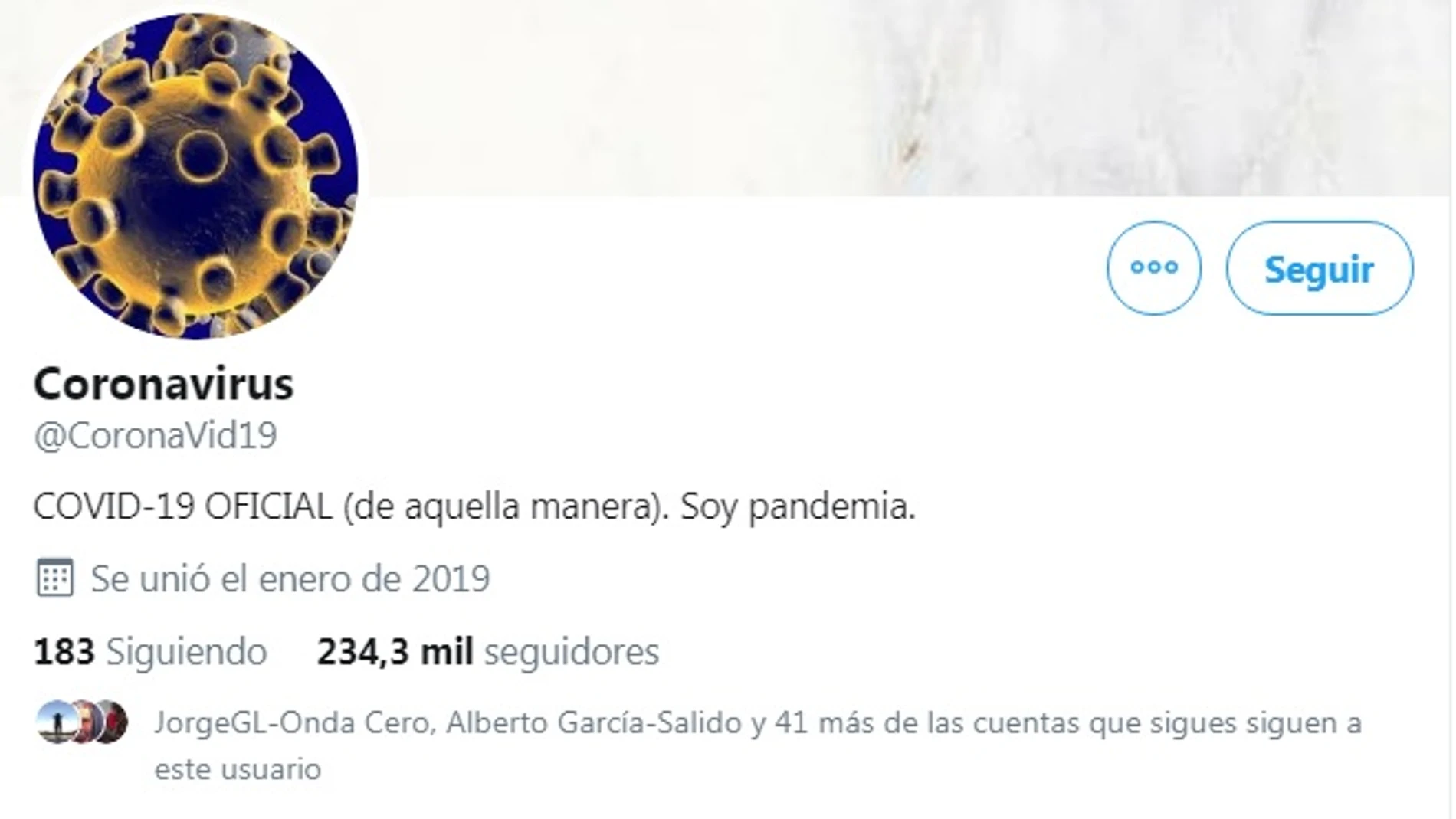 Cuenta de Twitter del coronavirus Cuenta de Twitter del coronavirus