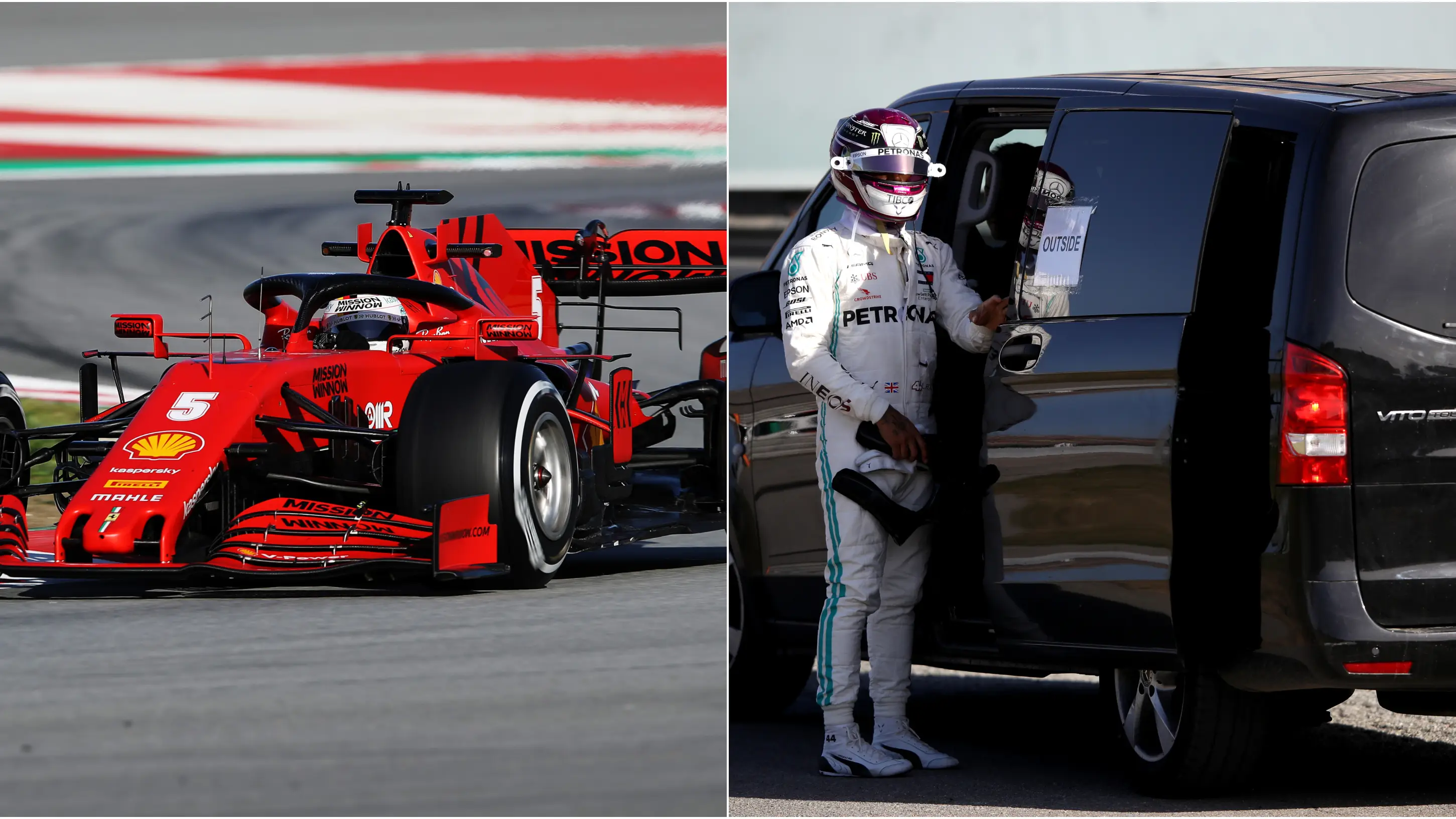 Sebastian Vettel y Lewis Hamilton, cara y cruz en los test de Montmel&oacute;