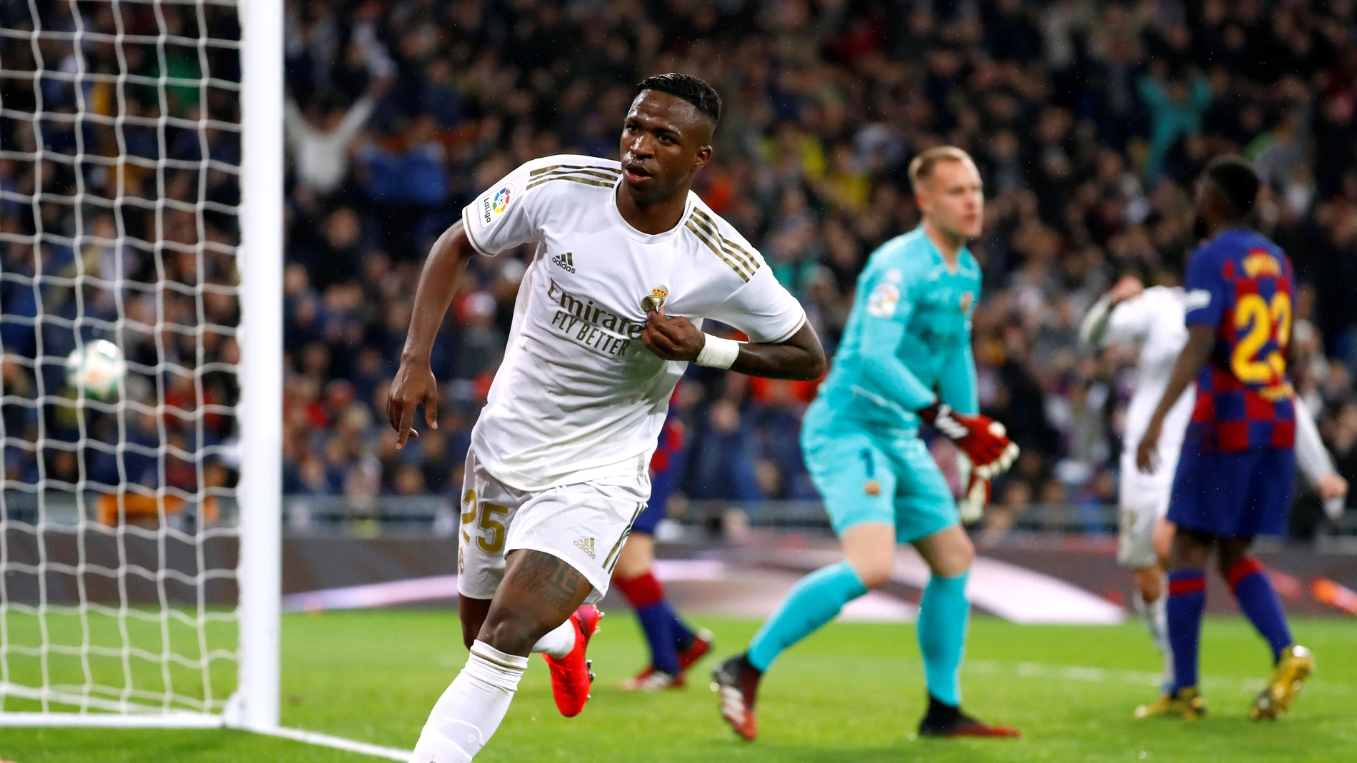 Vinicius celebra su gol ante el Barcelona Vinicius celebra su gol ante el Barcelona