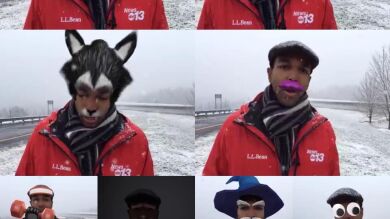 Un reportero da una crónica en directo sin darse cuenta de que tiene activados los filtros de Facebook 