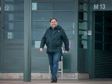 El líder de ERC, Oriol Junqueras, a su salida de prisión