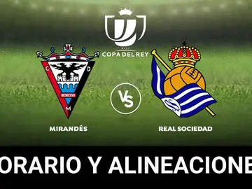 Mirandés - Real Sociedad: Alineaciones y dónde ver el partido de hoy de la Copa del Rey en directo Mirandés - Real Sociedad: Alineaciones y dónde ver el partido de hoy de la Copa del Rey en directo