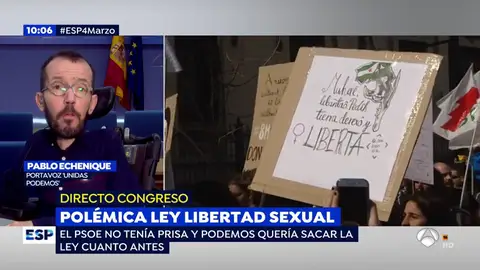 Pablo Echenique sobre las discrepancias en el gobierno por la ley de libertad sexual: "parece que hace falta que venga un machote a hacer las cosas" Pablo Echenique sobre las discrepancias en el gobierno por la ley de libertad sexual: "parece que hace falta que venga un machote a hacer las cosas"