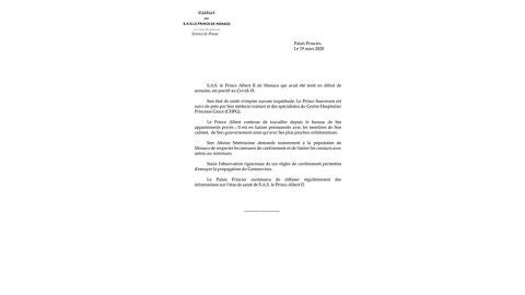 Comunicado Alberto de Mónaco