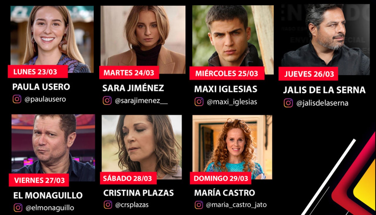 Paula Usero, Sara Jiménez, Maxi Iglesias, Jalis de la Serna, El Monaguillo, Cristina Plazas y María Castro en '#QuédateEnCasa con ATRESplayer' Paula Usero, Sara Jiménez, Maxi Iglesias, Jalis de la Serna, El Monaguillo, Cristina Plazas y María Castro en '#QuédateEnCasa con ATRESplayer'