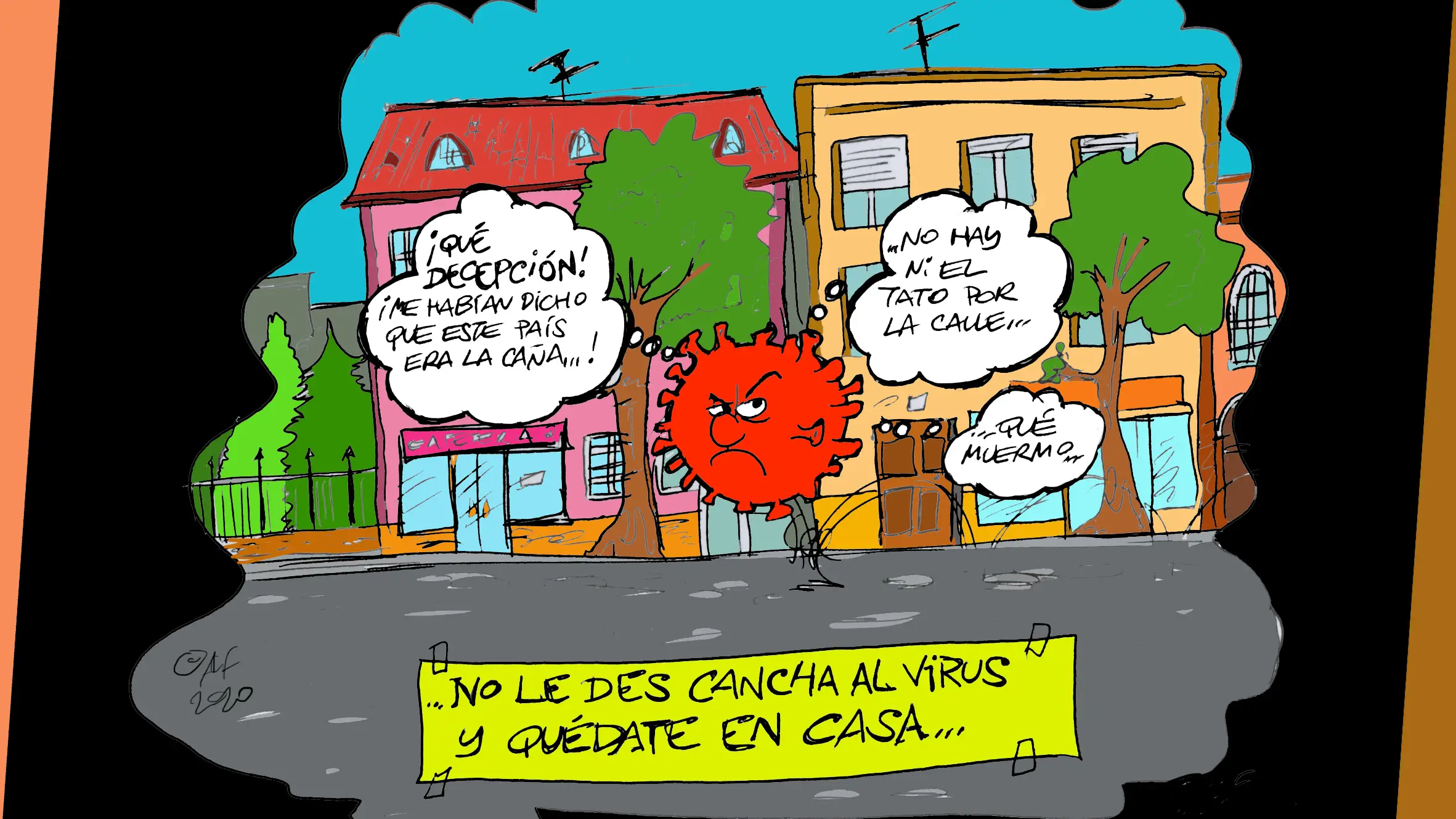 Vi&ntilde;eta sobre el confinamiento por coronavirus