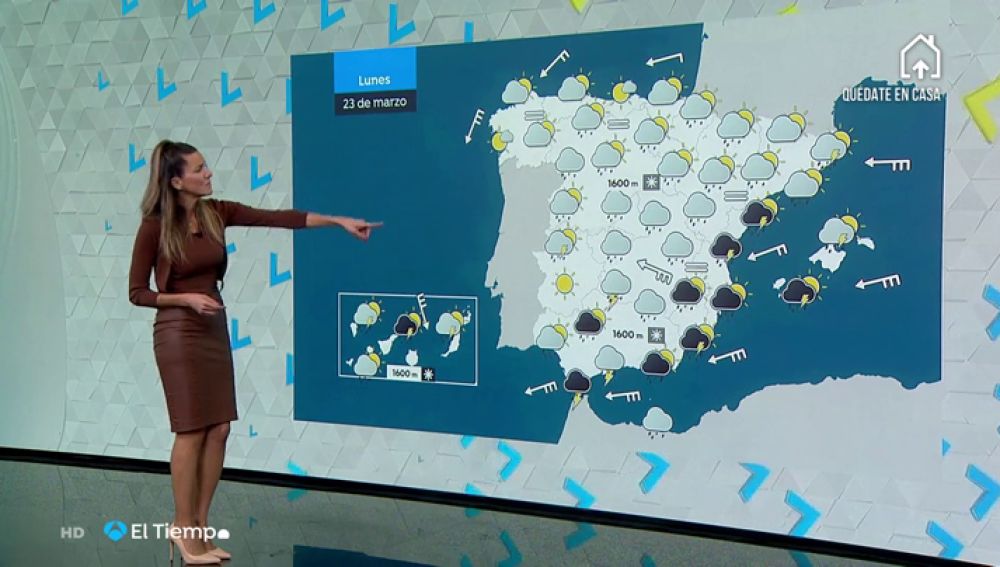 Las lluvias protagonizarán este lunes en la mitad oriental peninsular, Canarias y Baleares
