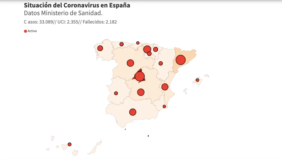 Mapas de contagios de coronavirus en España Mapas de contagios de coronavirus en España