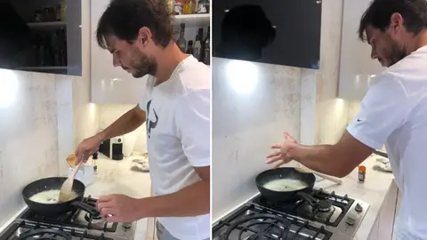 Rafa Nadal cocinando en casa Rafa Nadal cocinando en casa