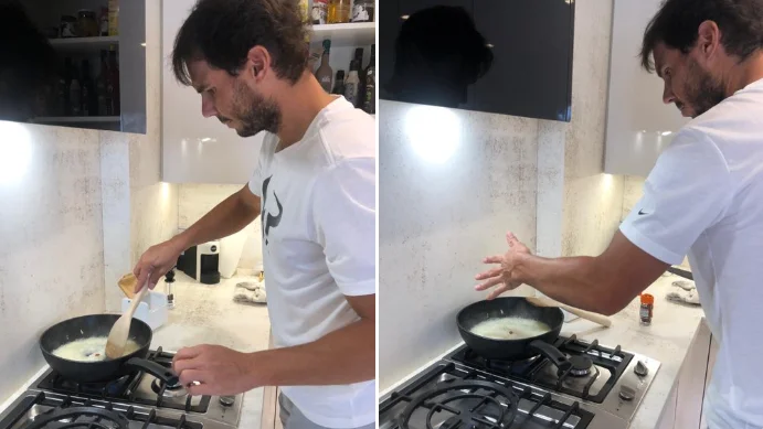 Rafa Nadal cocinando en casa Rafa Nadal cocinando en casa