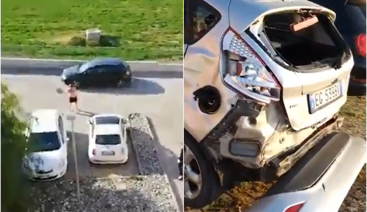 Un runner destroza un coche