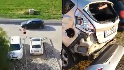 Un runner destroza un coche Un runner destroza un coche