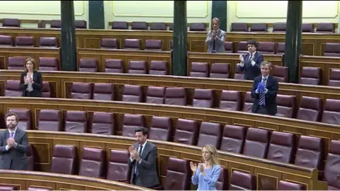 Diputados aplaudiendo a los sanitarios Diputados aplaudiendo a los sanitarios