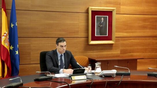 Pedro S&aacute;nchez, durante el Consejo de Ministros Extraordinario celebrado este domingo