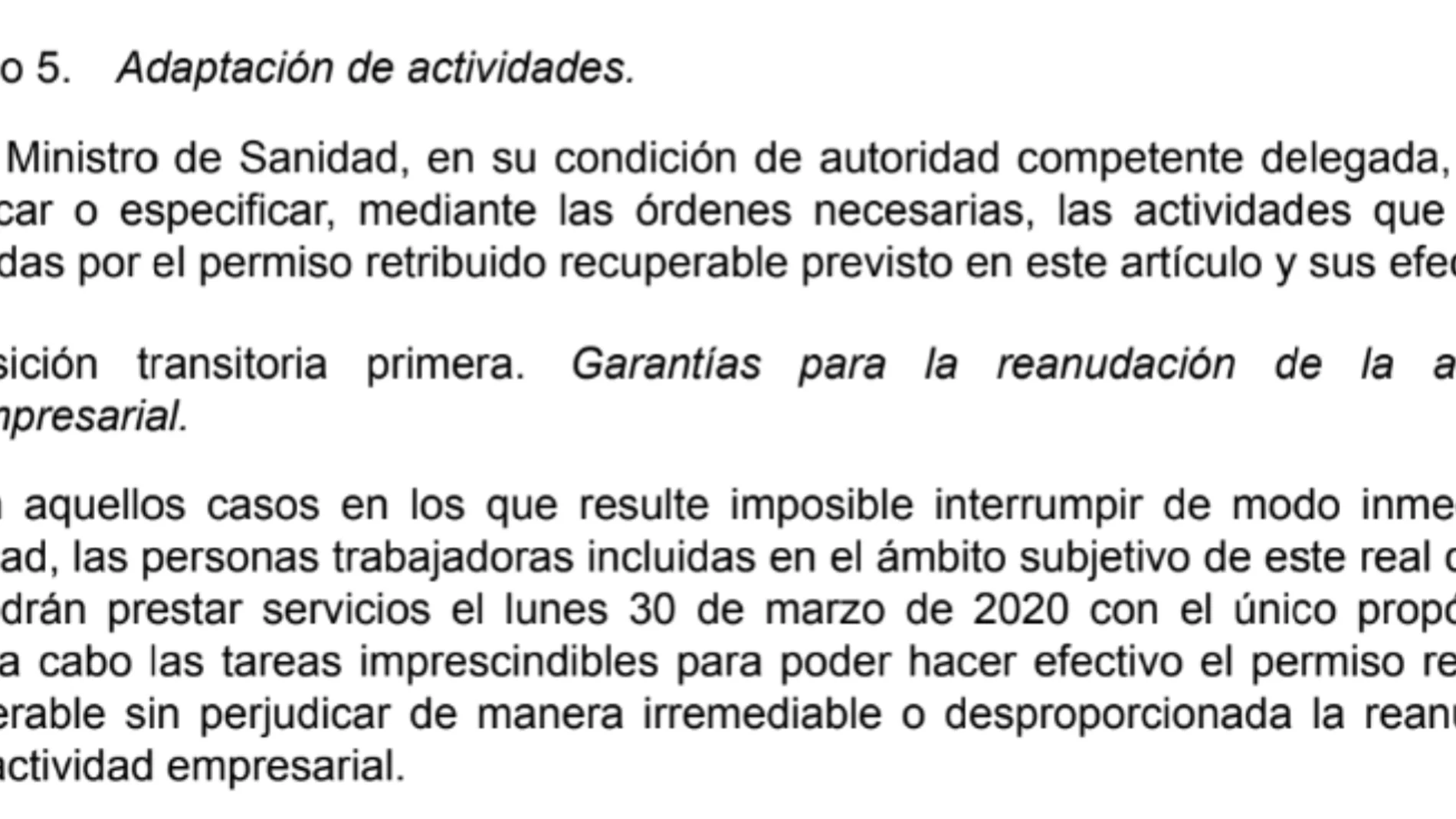 Moratoria recogida en el el decreto Moratoria recogida en el el decreto