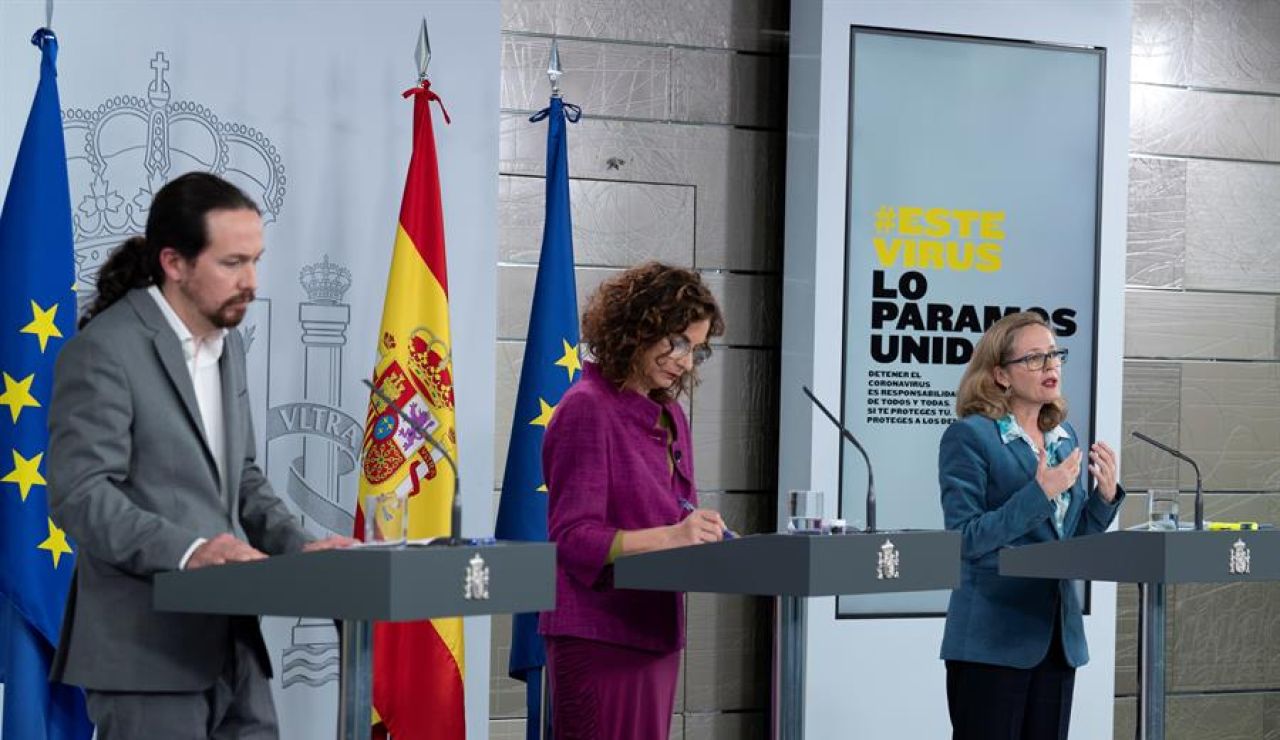 Iglesias, Montero y Calviño, tras el Consejo de Ministros