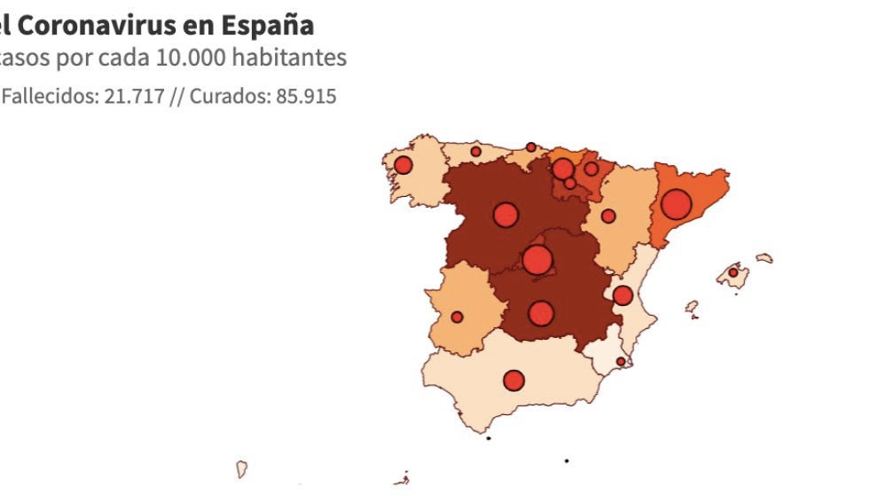 Mapa del coronavirus en España