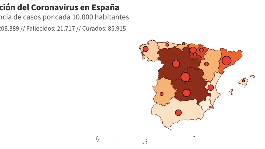 Mapa del coronavirus en España Mapa del coronavirus en España