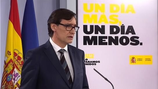 El ministro de Sanidad, Salvador Illa durante la rueda de prensa tras el Consejo de Ministros celebrado este viernes en el Palacio de la Moncloa.