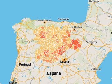 Mapa de contagios en Castilla y León a tiempo real