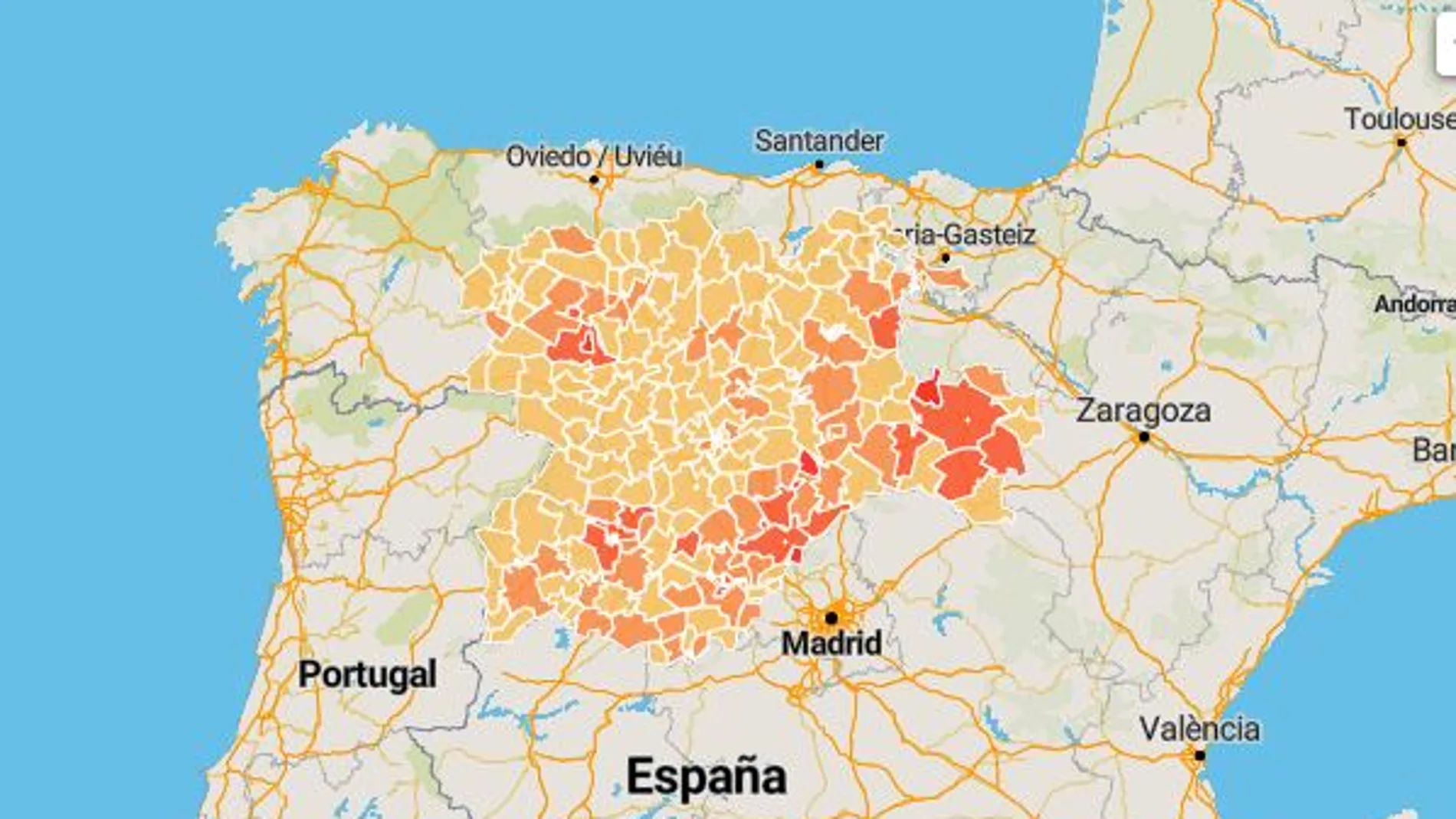 Mapa de contagios en Castilla y León a tiempo real Mapa de contagios en Castilla y León a tiempo real