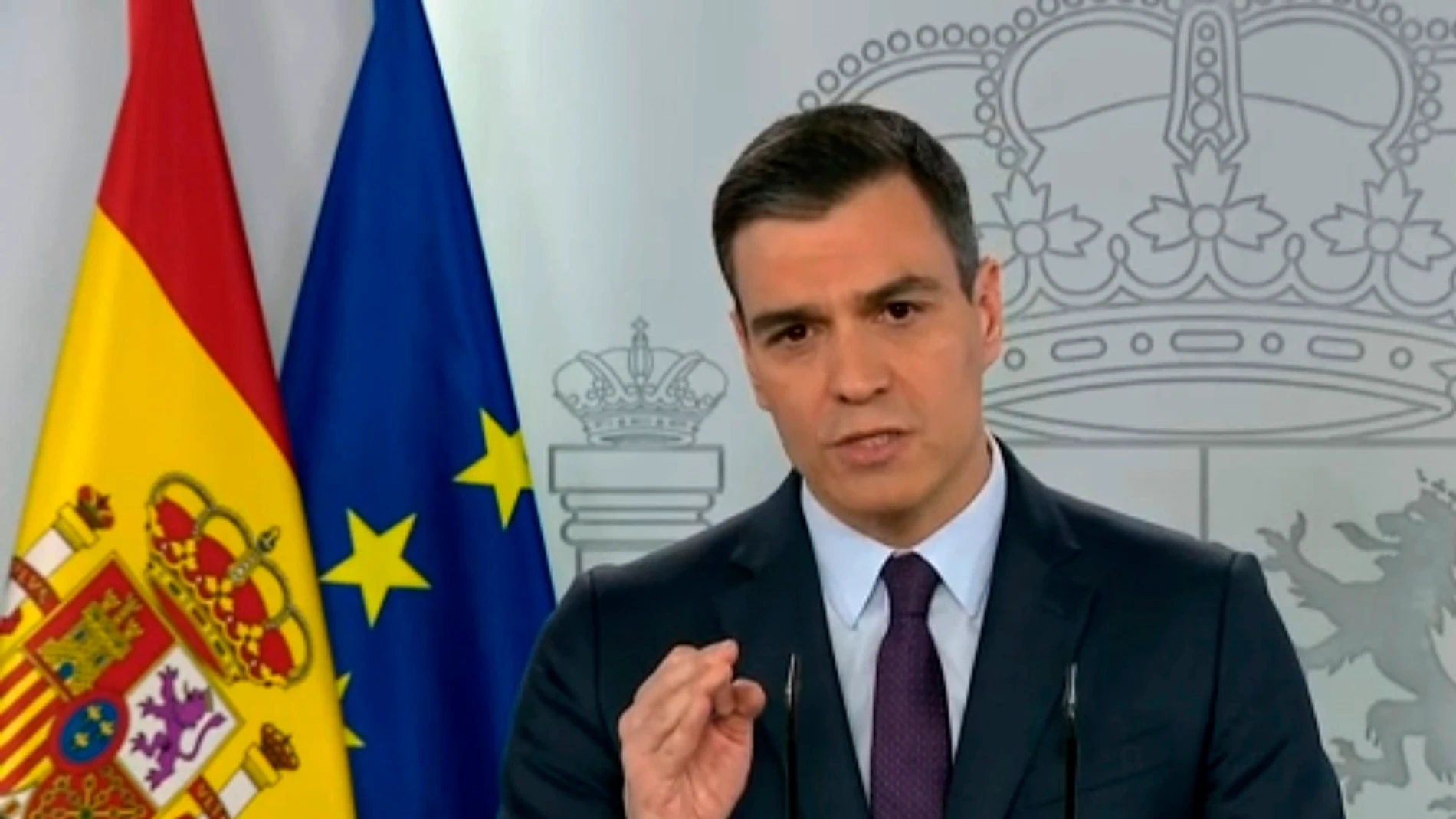 Pedro Sánchez, durante su comparecencia de este sábado Pedro Sánchez, durante su comparecencia de este sábado
