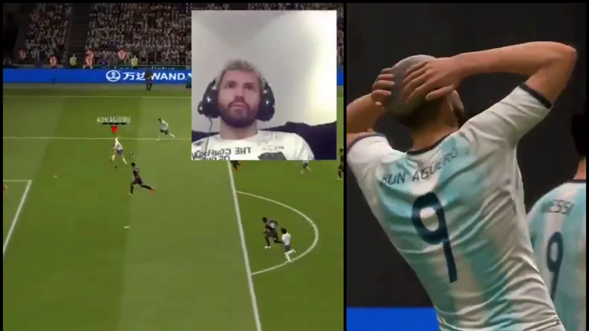 Sergio Agüero, jugando al FIFA 20 Sergio Agüero, jugando al FIFA 20