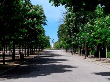  Vista del parque del Retiro de Madrid, cerrado a causa de las medidas del estado de alarma por el coronavirus. 