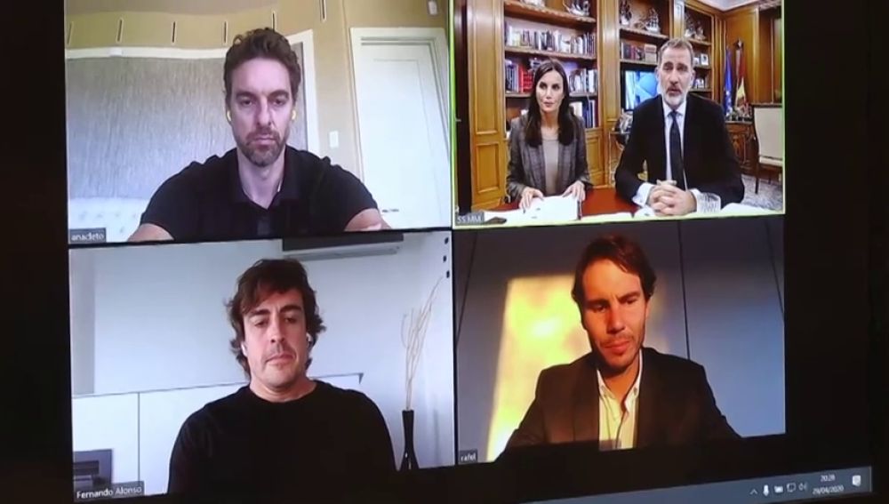 Nadal, Pau Gasol y Fernando Alonso participan en una videoconferencia con los Reyes para desarrollar un plan que recupera la imagen de España
