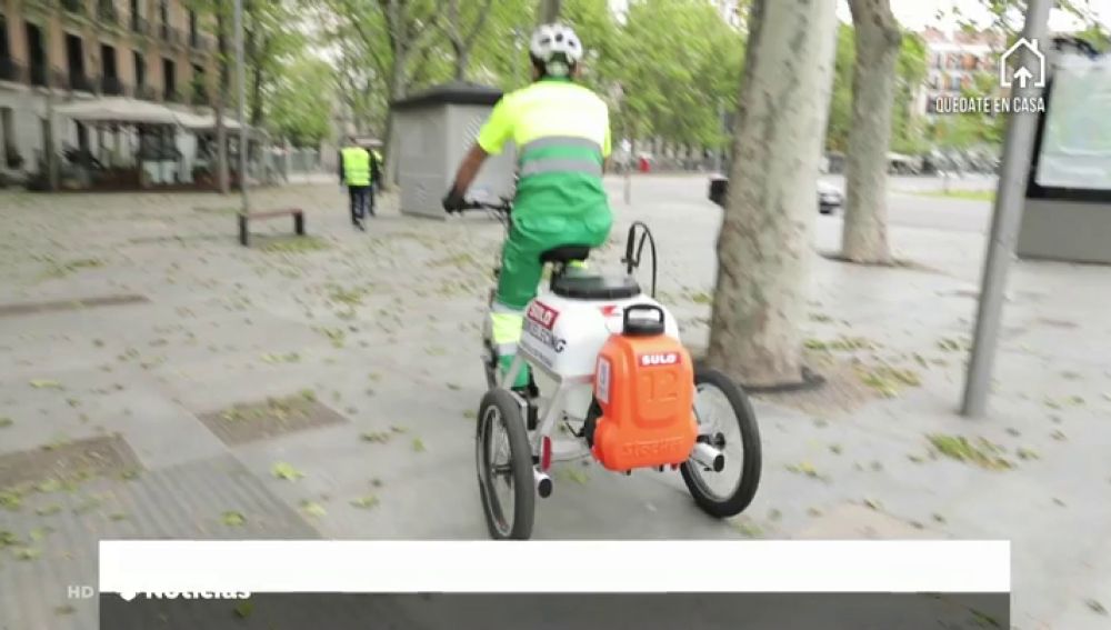 Madrid usará un triciclo eléctrico para desinfectar las papeleras de coronavirus