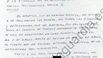La emotiva carta de un preso tras superar el coronavirus