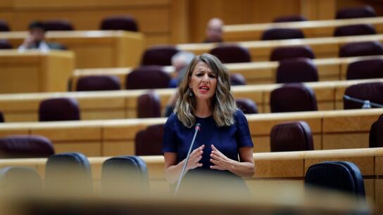 La ministra de Trabajo, Yolanda D&iacute;az, durante la sesi&oacute;n de control al Gobierno en el Senado